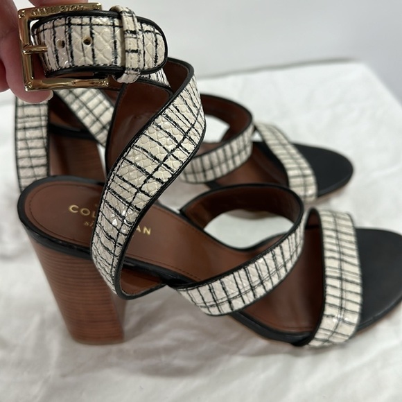Cole Haan Signature Ankle Strap Snakeskin Scales Leather Heeled Sandals, 8B - Picture 9 of 9